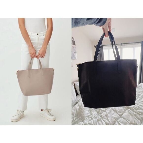 Cuyana small zipper tote bag black top handle one size - Picture 3 of 8